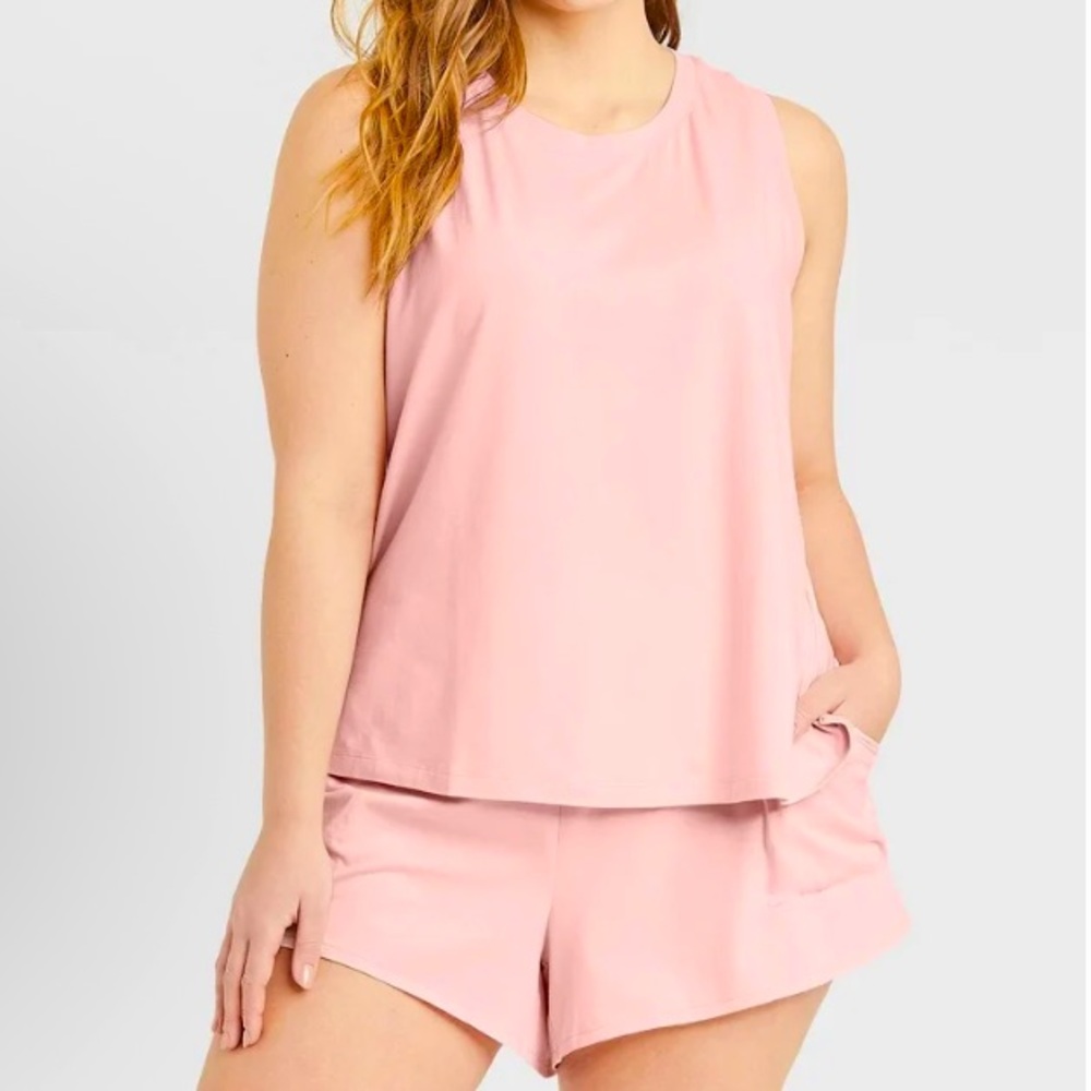 Stars Above blush pink tank top and shorts pajama set size large for women